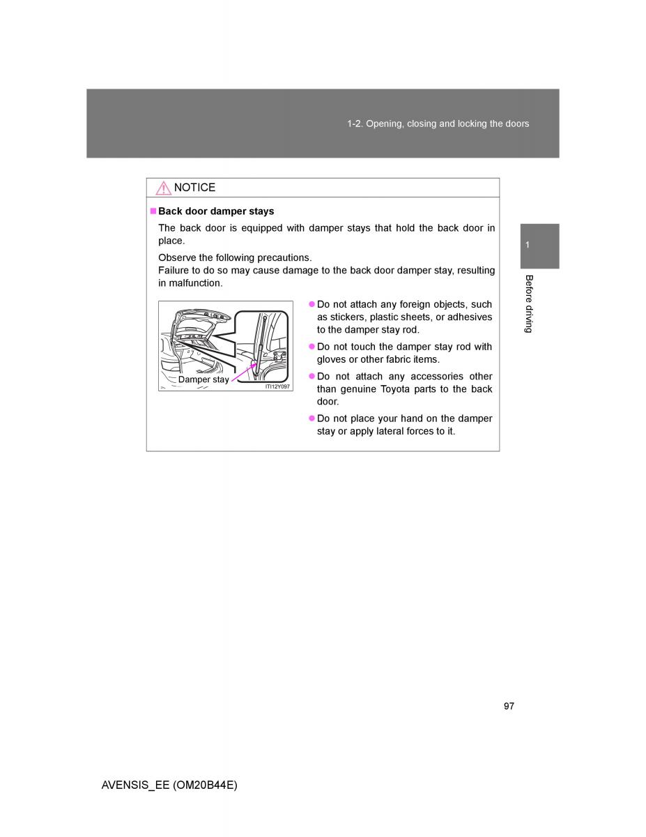 Toyota Avensis III 3 owners manual / page 97