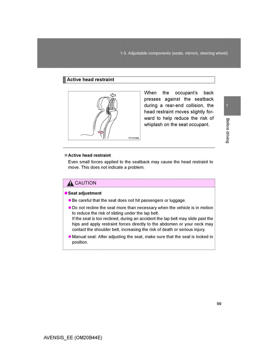 Toyota Avensis III 3 owners manual / page 99