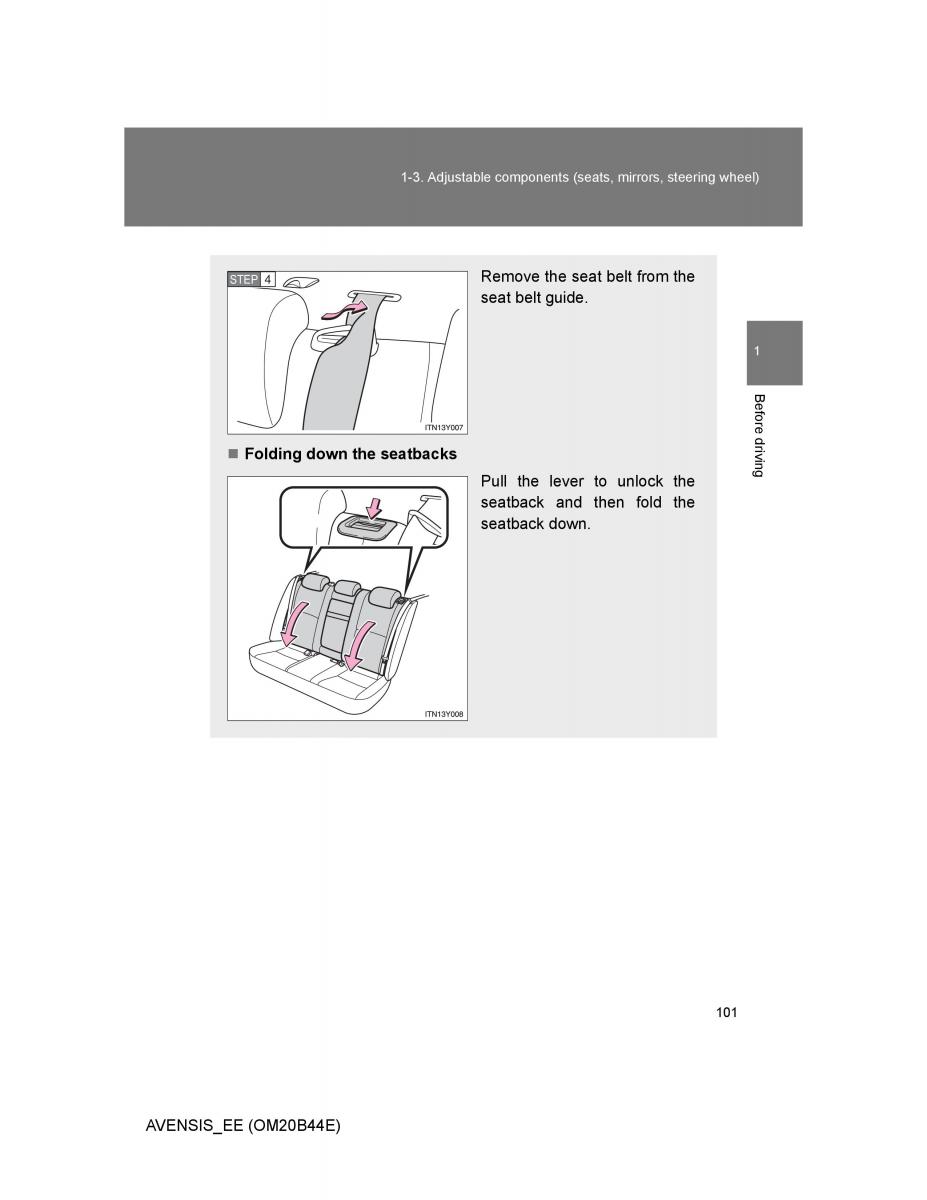 Toyota Avensis III 3 owners manual / page 101