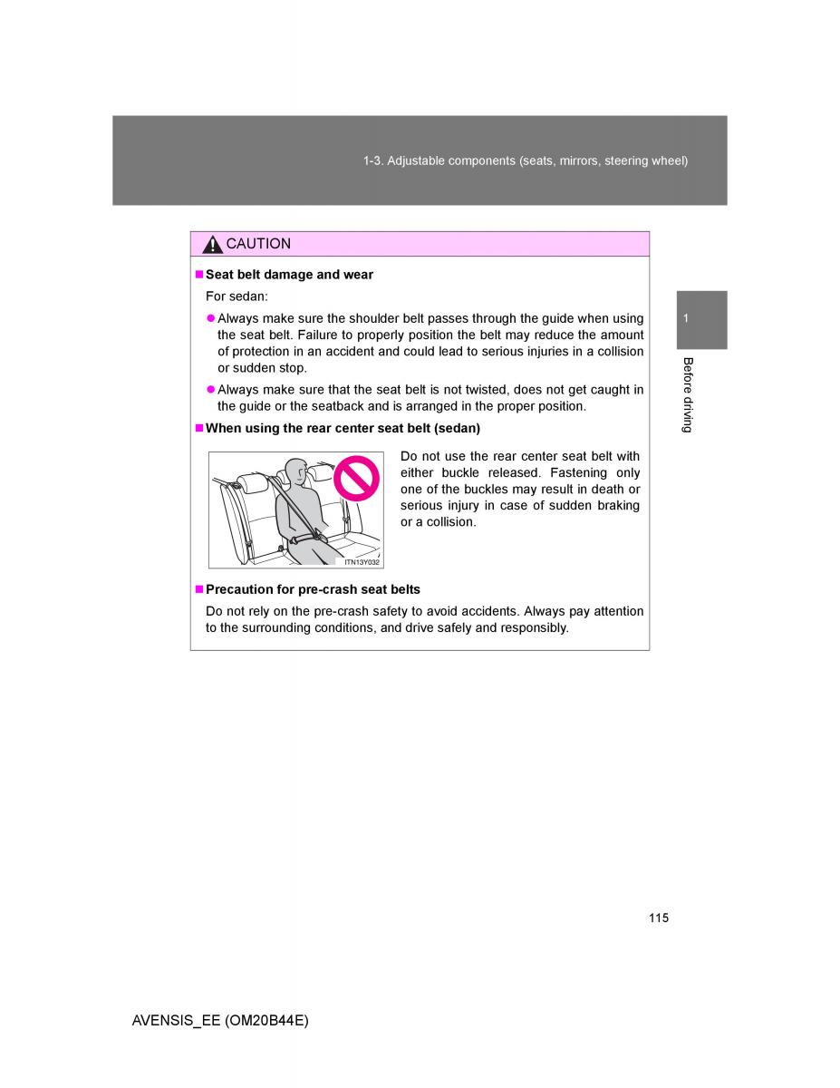 Toyota Avensis III 3 owners manual / page 115