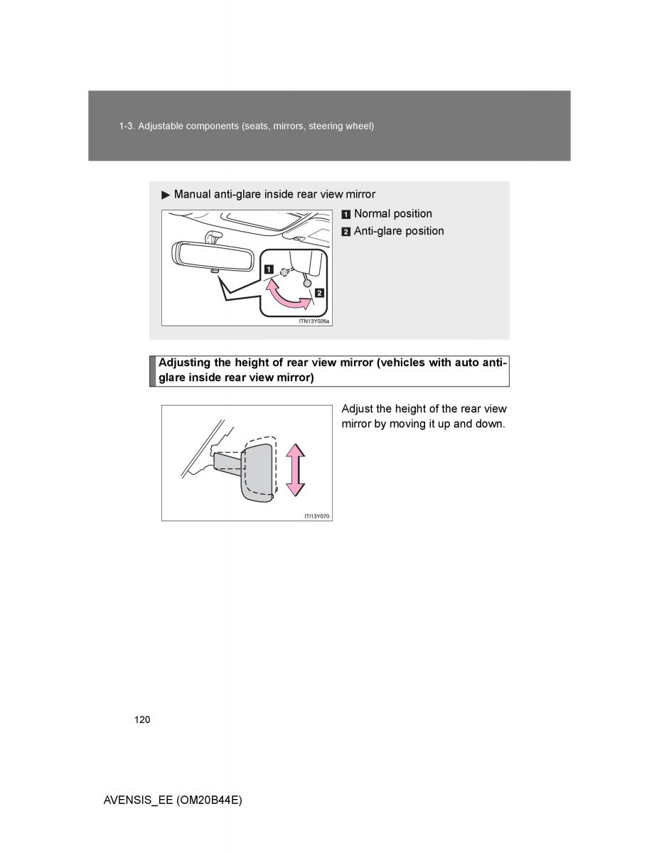 Toyota Avensis III 3 owners manual / page 120