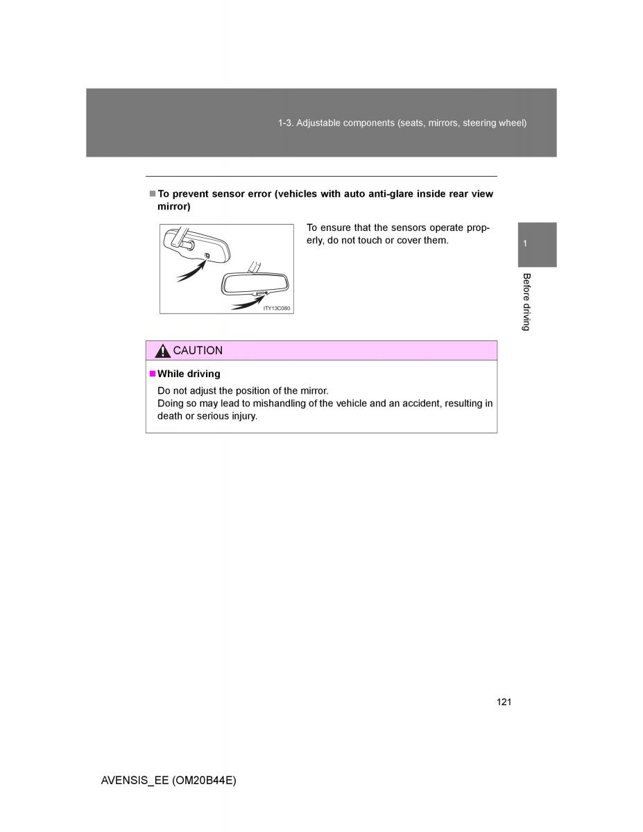 Toyota Avensis III 3 owners manual / page 121