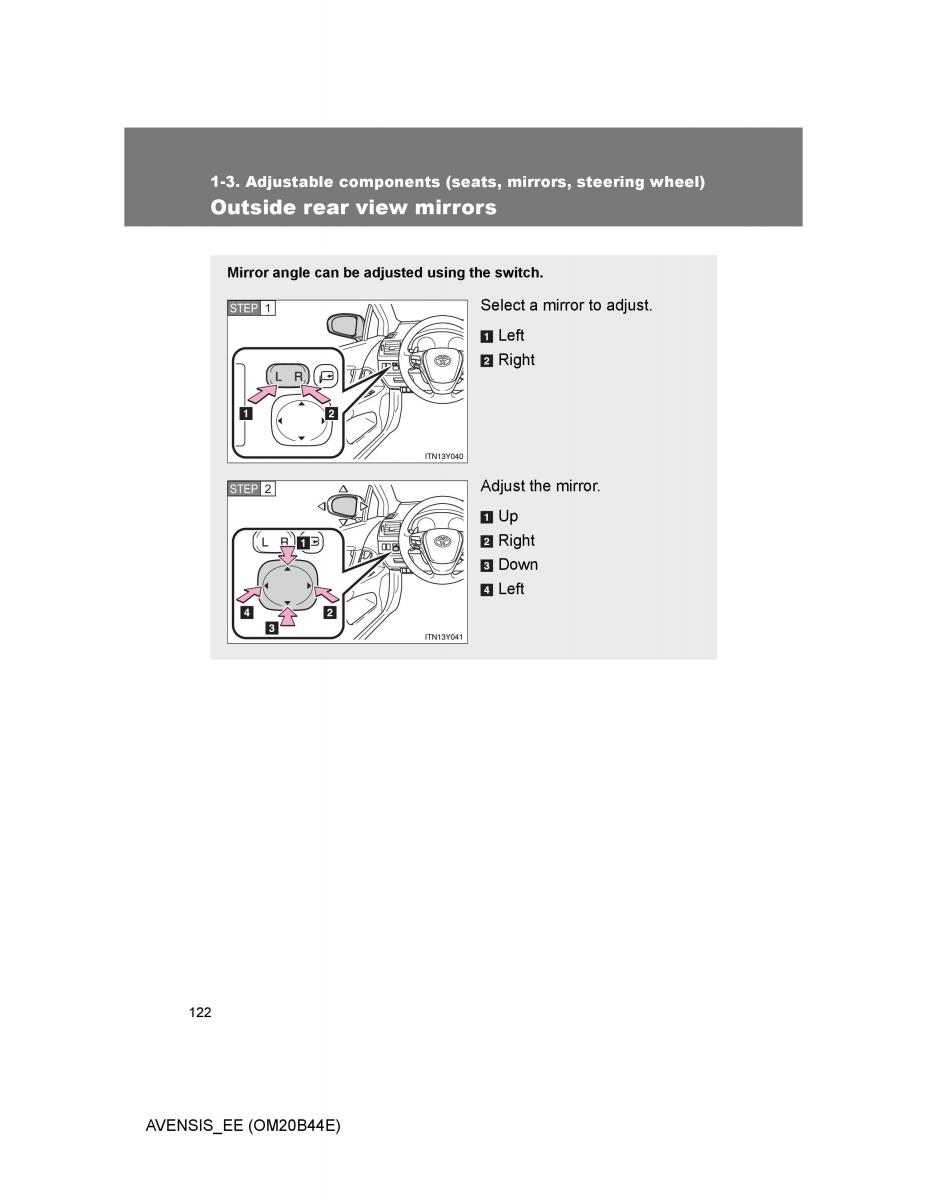 Toyota Avensis III 3 owners manual / page 122