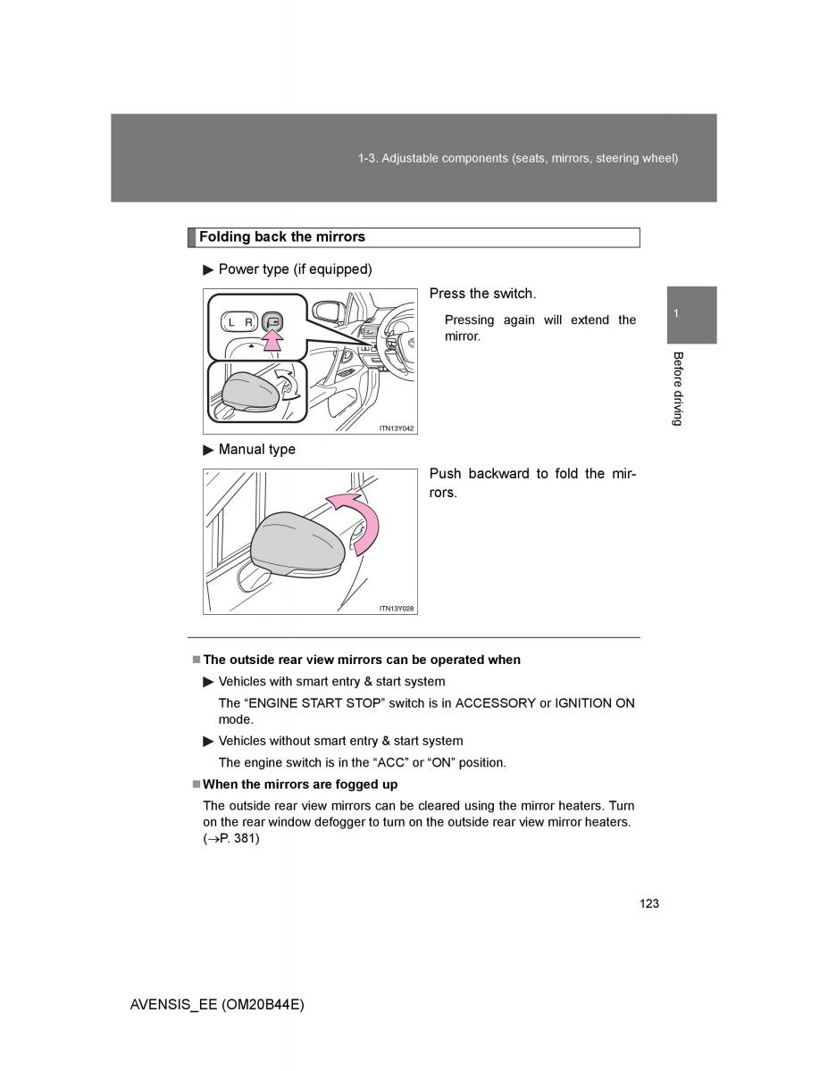 Toyota Avensis III 3 owners manual / page 123