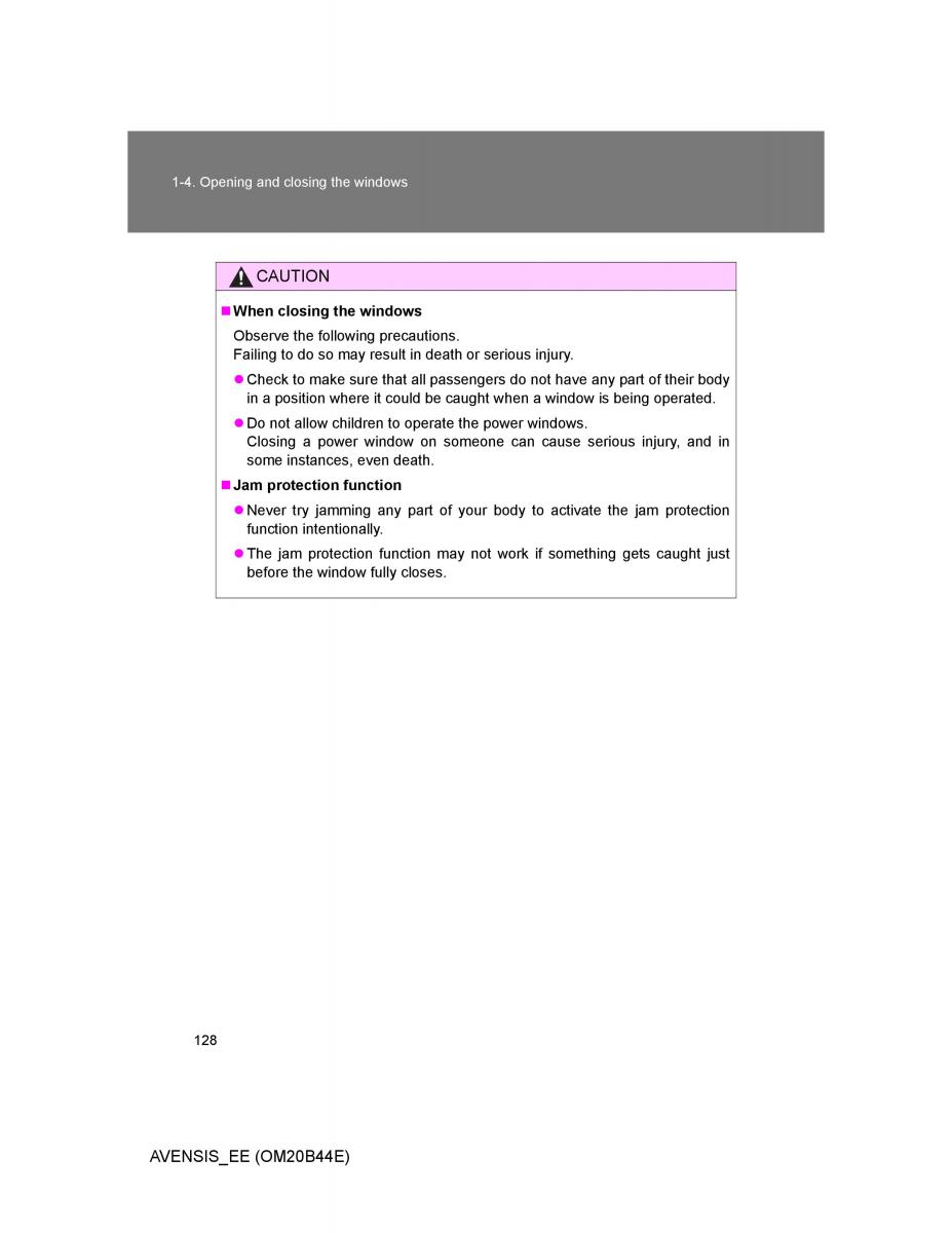 Toyota Avensis III 3 owners manual / page 128