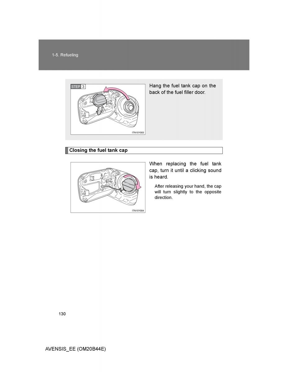 Toyota Avensis III 3 owners manual / page 130