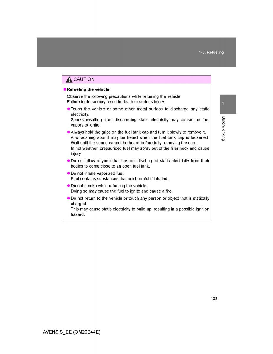 Toyota Avensis III 3 owners manual / page 133