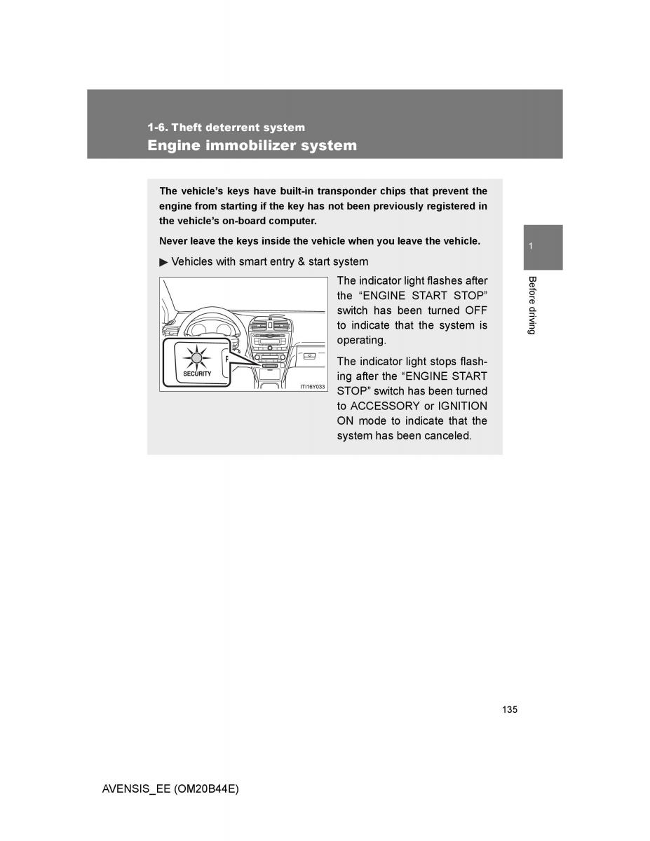 Toyota Avensis III 3 owners manual / page 135