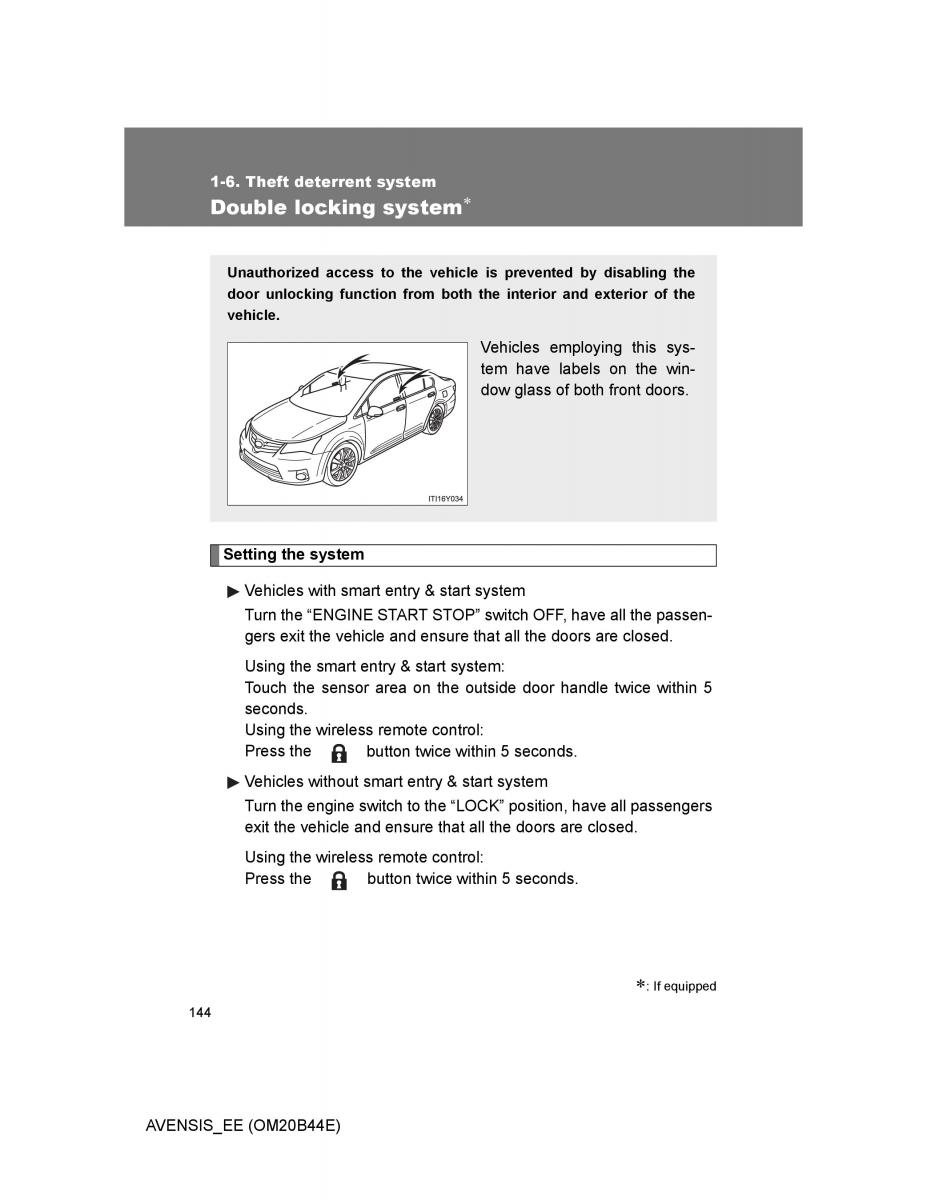 Toyota Avensis III 3 owners manual / page 144