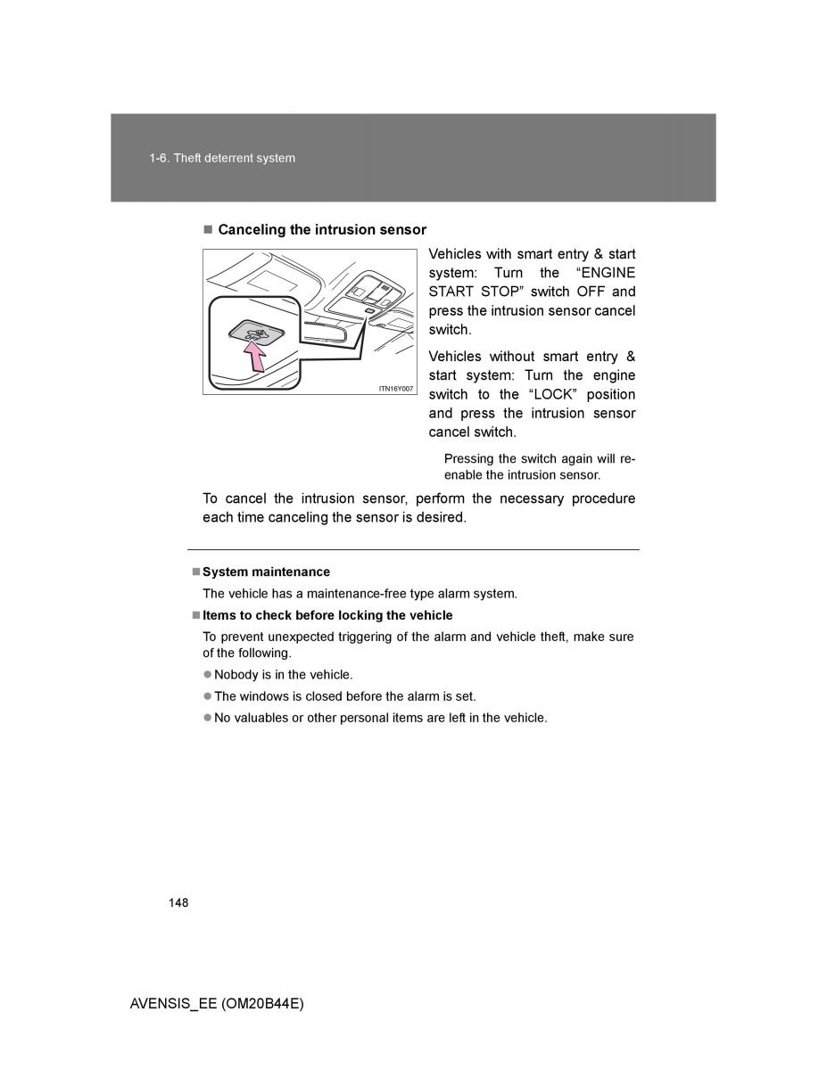 Toyota Avensis III 3 owners manual / page 148