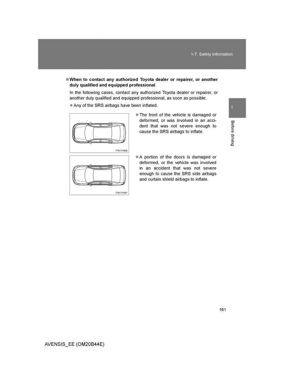 Toyota Avensis III 3 owners manual / page 161