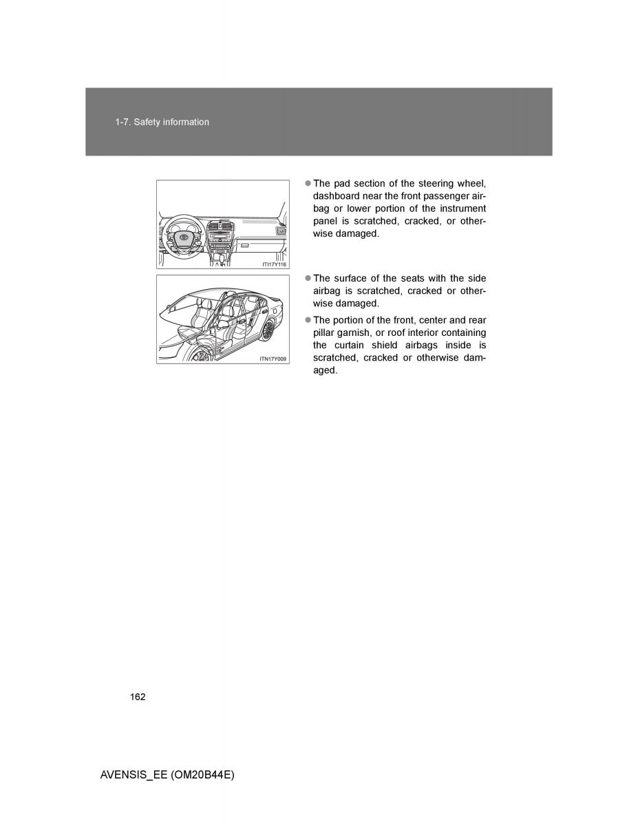 Toyota Avensis III 3 owners manual / page 162