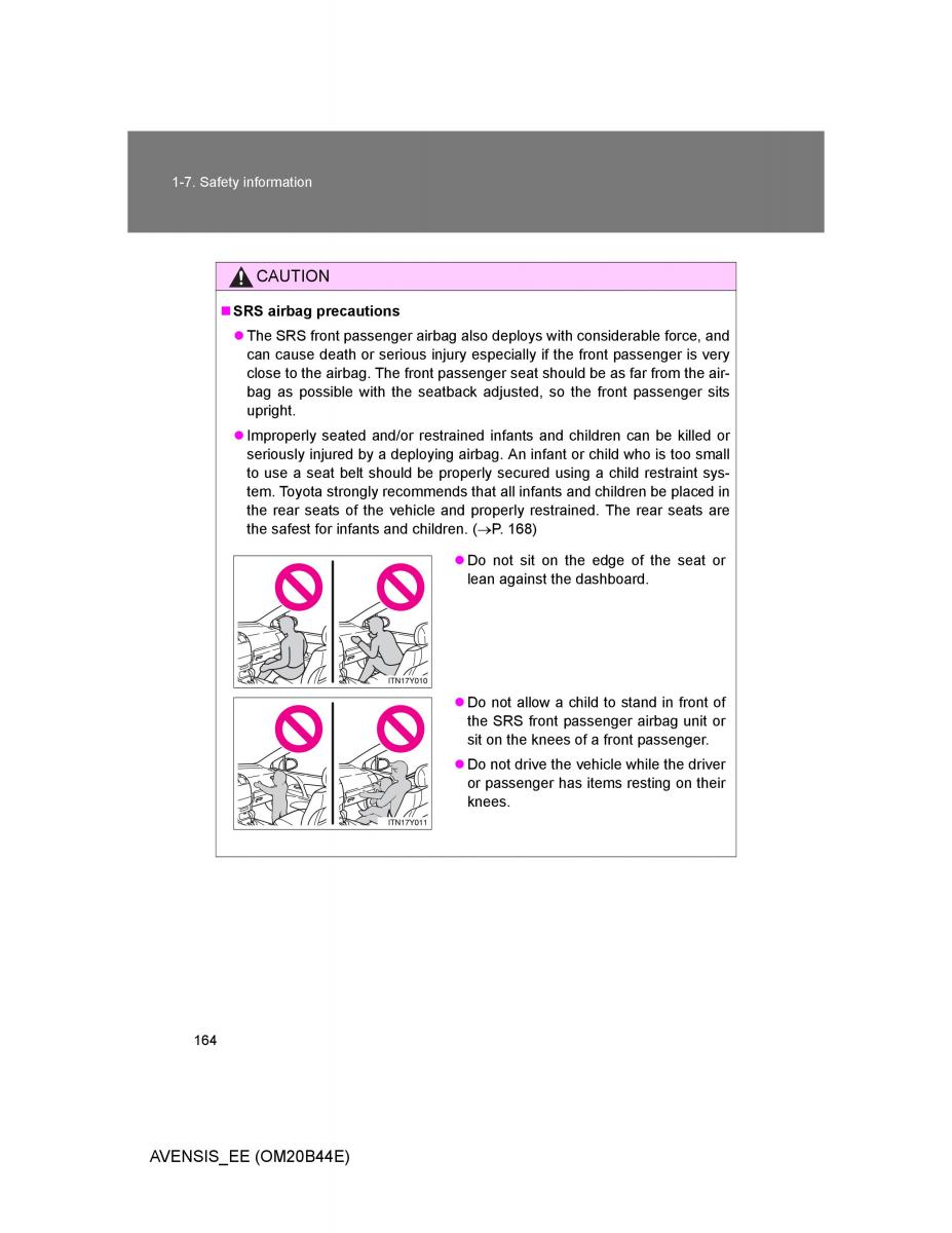 Toyota Avensis III 3 owners manual / page 164