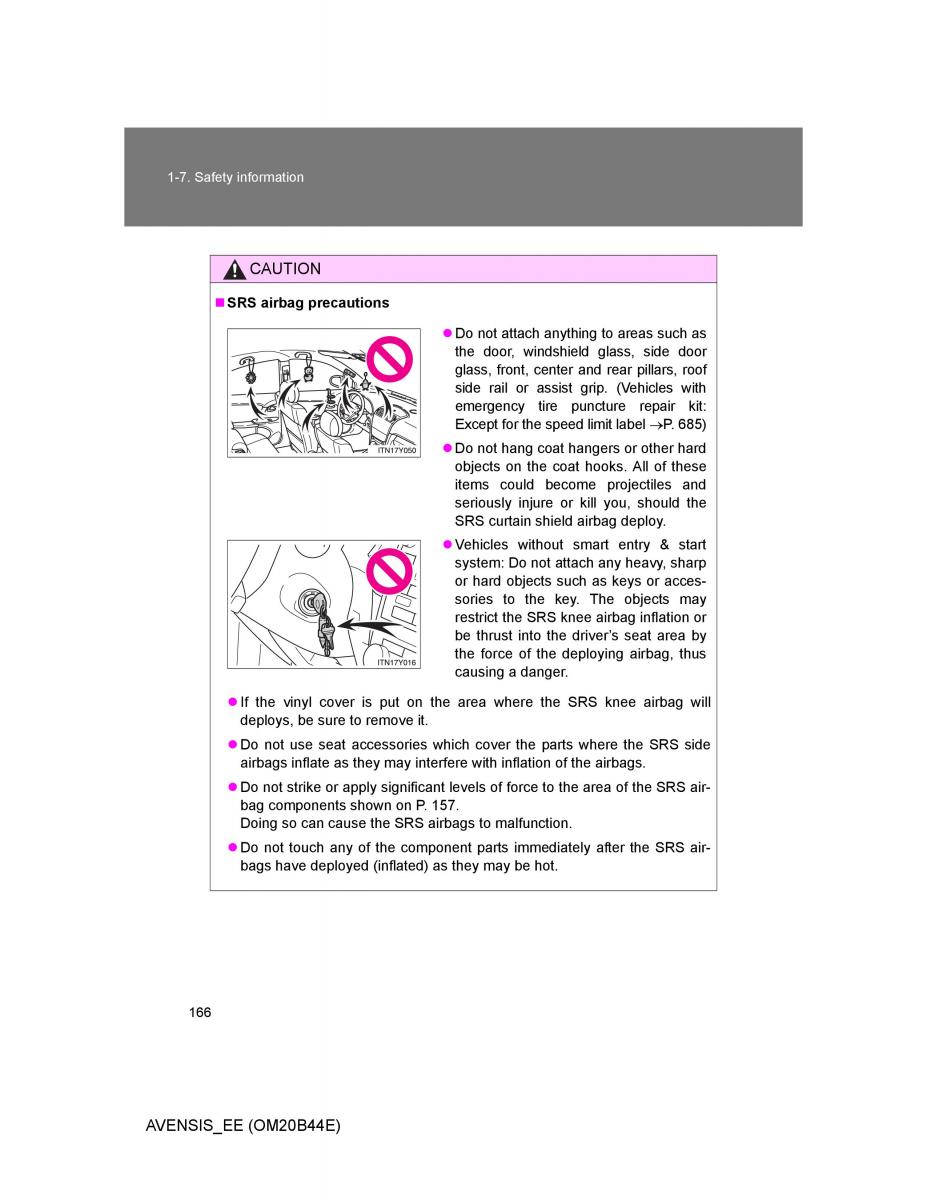 Toyota Avensis III 3 owners manual / page 166