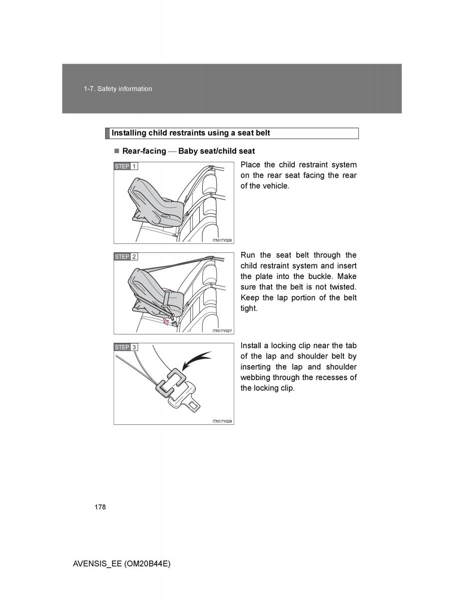 Toyota Avensis III 3 owners manual / page 178