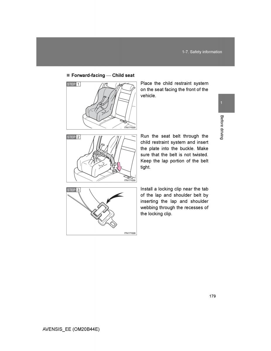 Toyota Avensis III 3 owners manual / page 179