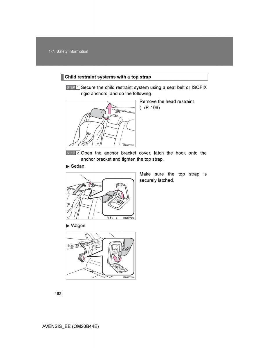 Toyota Avensis III 3 owners manual / page 182