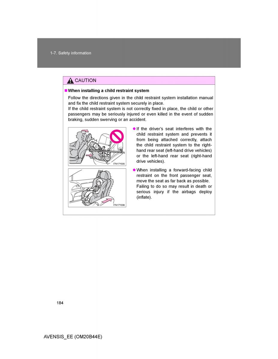 Toyota Avensis III 3 owners manual / page 184