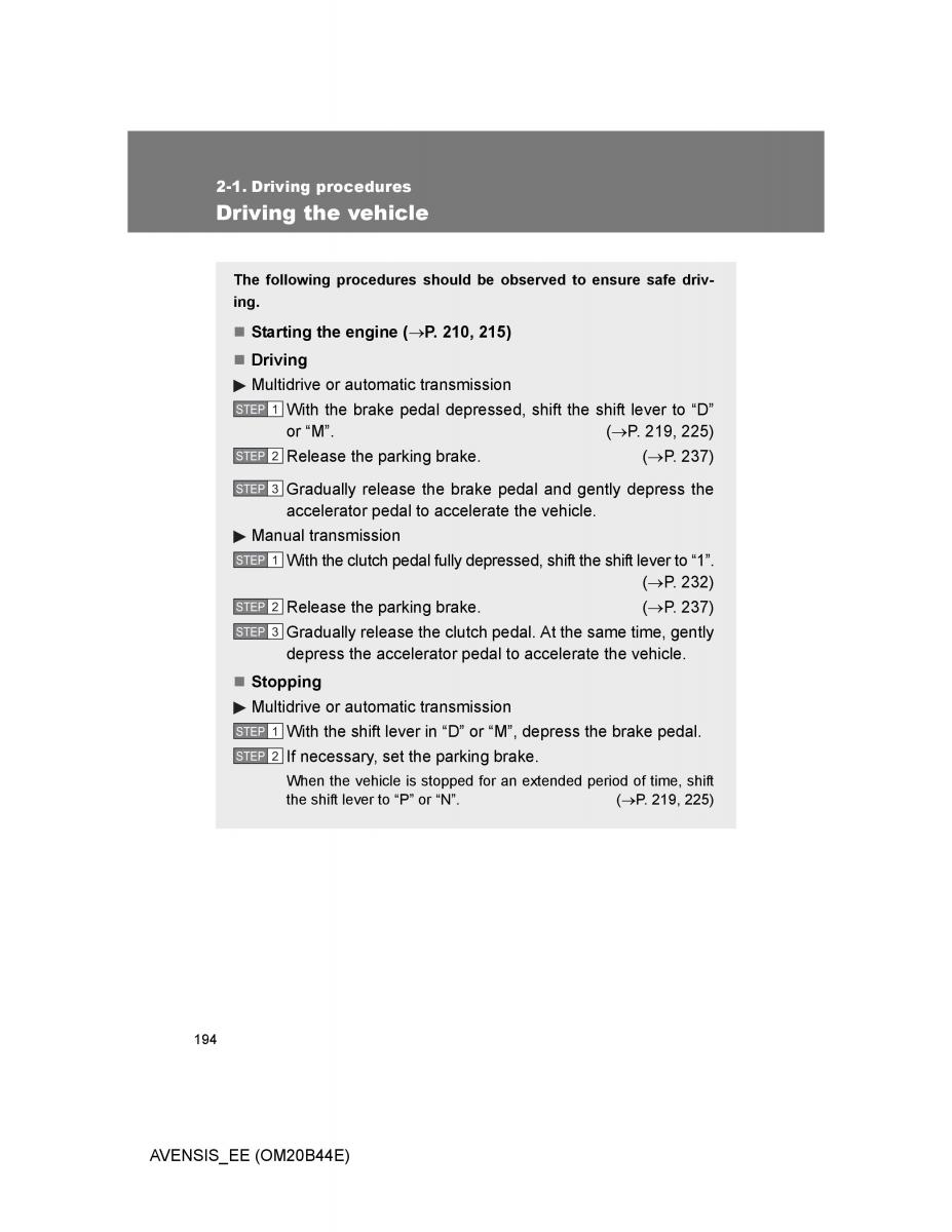 Toyota Avensis III 3 owners manual / page 194