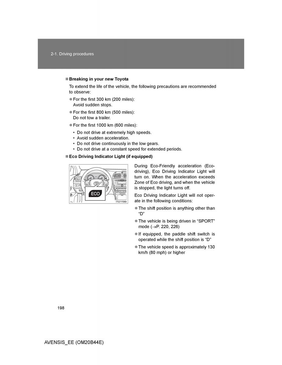 Toyota Avensis III 3 owners manual / page 198