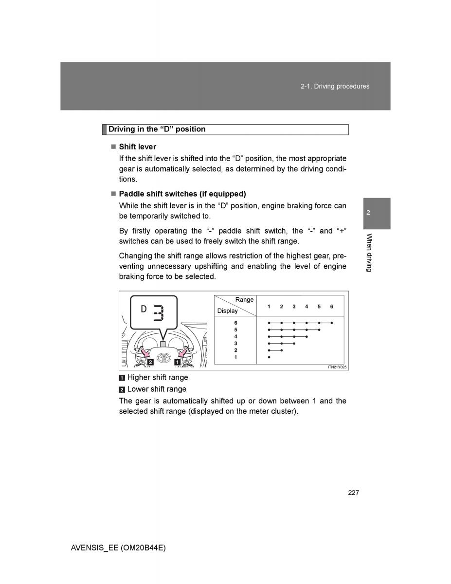 Toyota Avensis III 3 owners manual / page 227