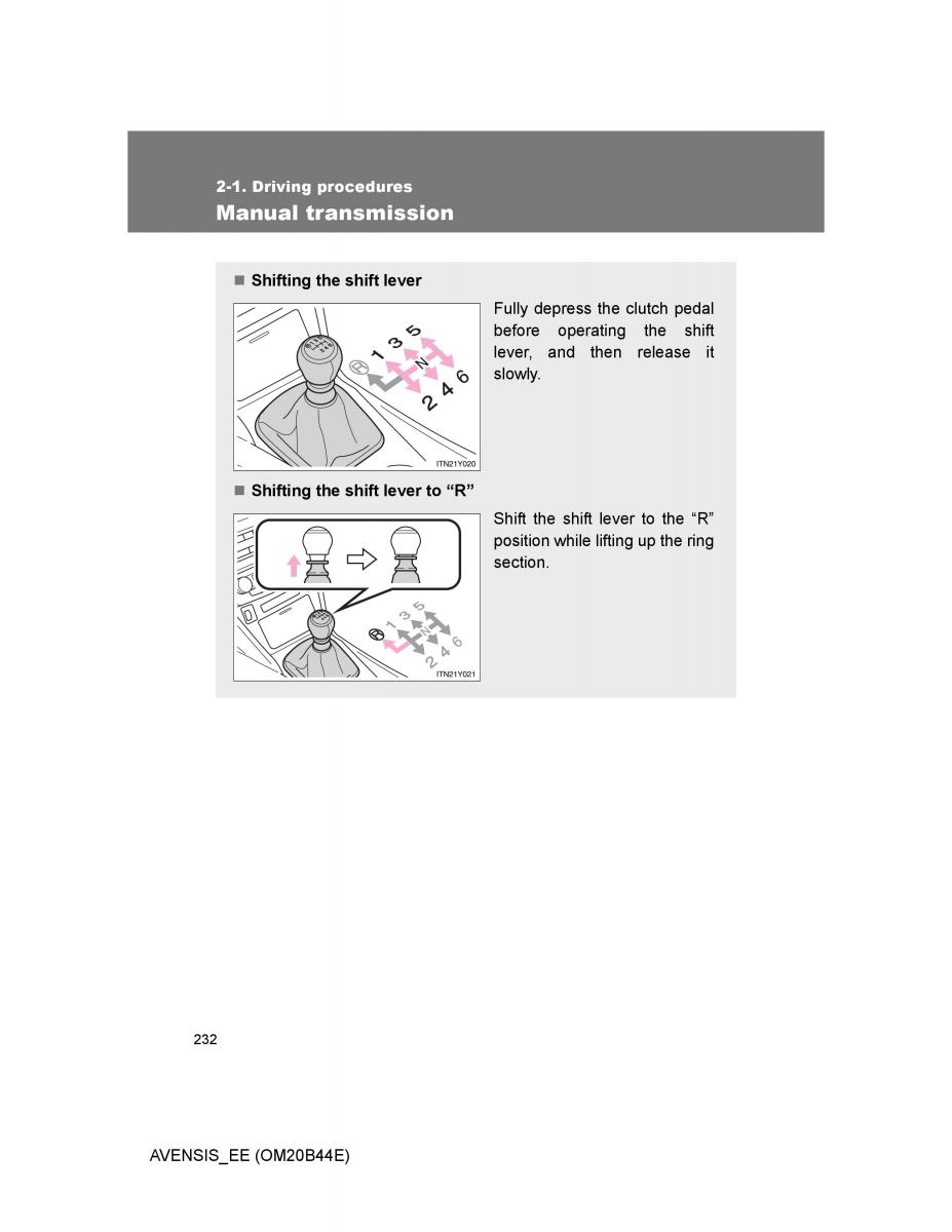 Toyota Avensis III 3 owners manual / page 232