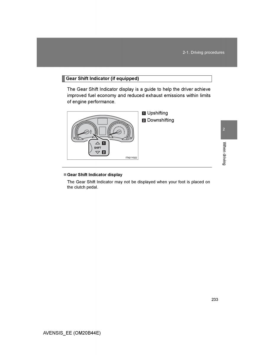 Toyota Avensis III 3 owners manual / page 233