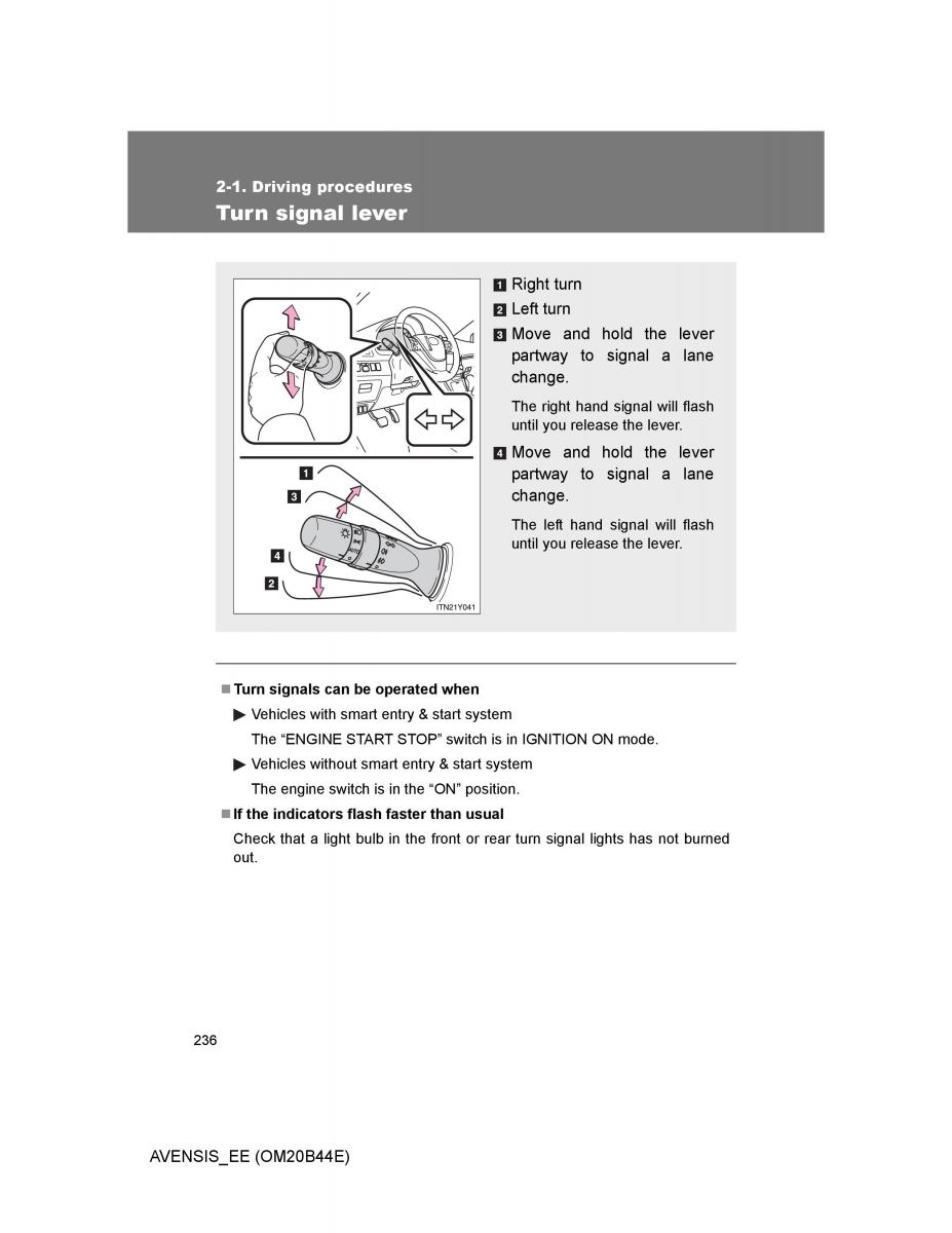 Toyota Avensis III 3 owners manual / page 236