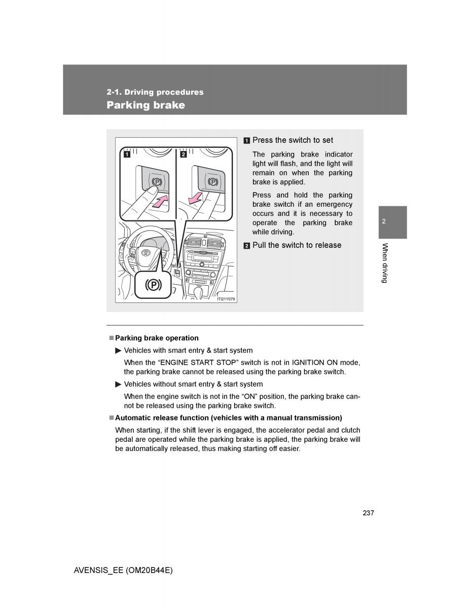 Toyota Avensis III 3 owners manual / page 237