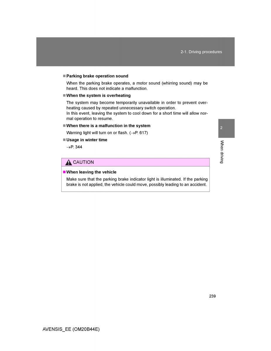 Toyota Avensis III 3 owners manual / page 239