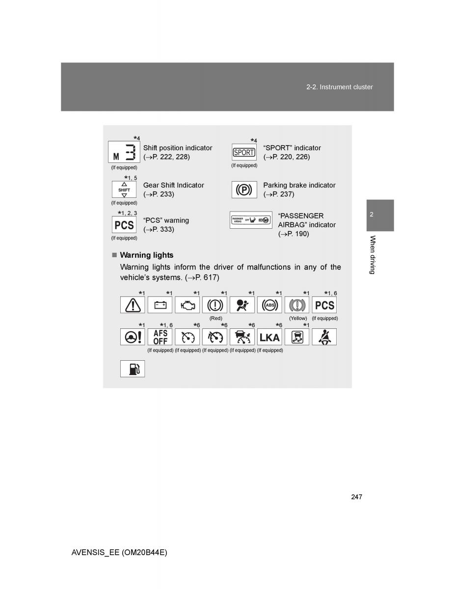 Toyota Avensis III 3 owners manual / page 247