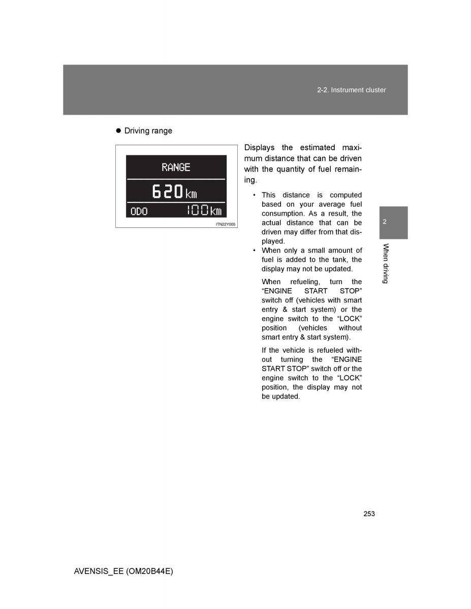 Toyota Avensis III 3 owners manual / page 253