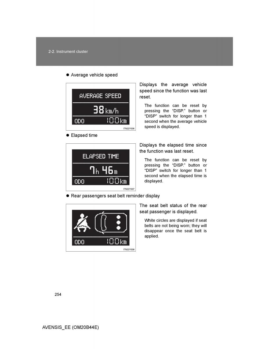 Toyota Avensis III 3 owners manual / page 254