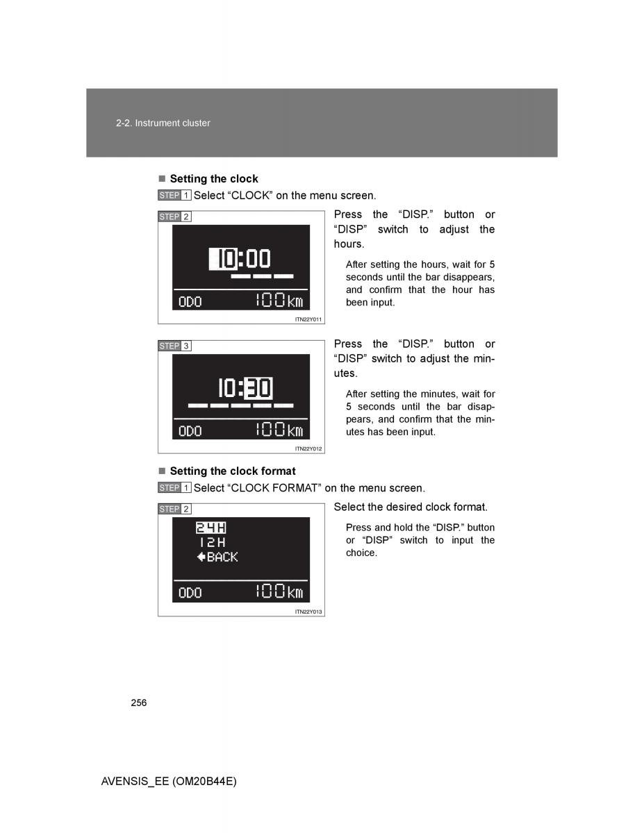 Toyota Avensis III 3 owners manual / page 256