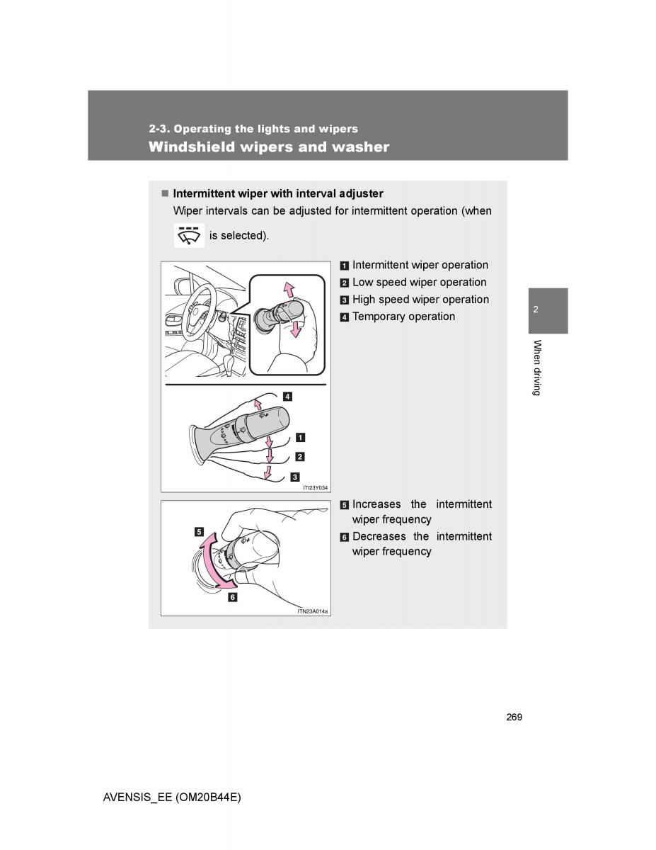 Toyota Avensis III 3 owners manual / page 269