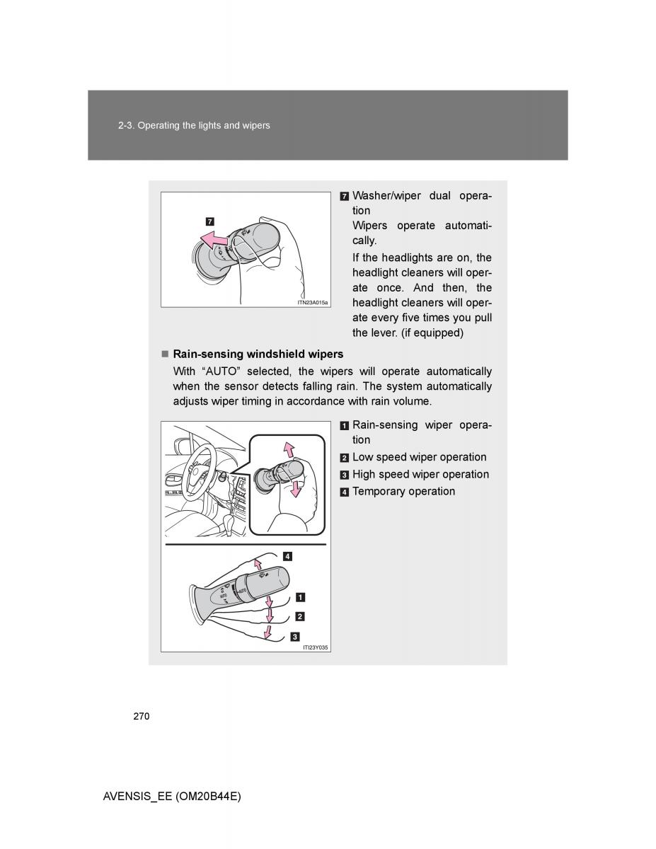 Toyota Avensis III 3 owners manual / page 270