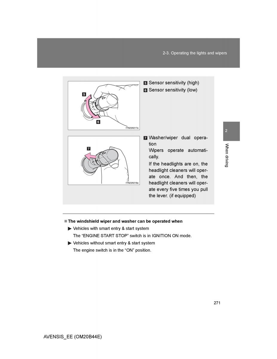 Toyota Avensis III 3 owners manual / page 271