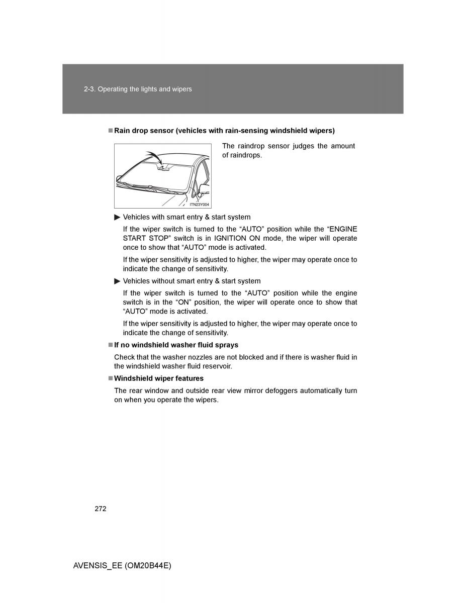 Toyota Avensis III 3 owners manual / page 272