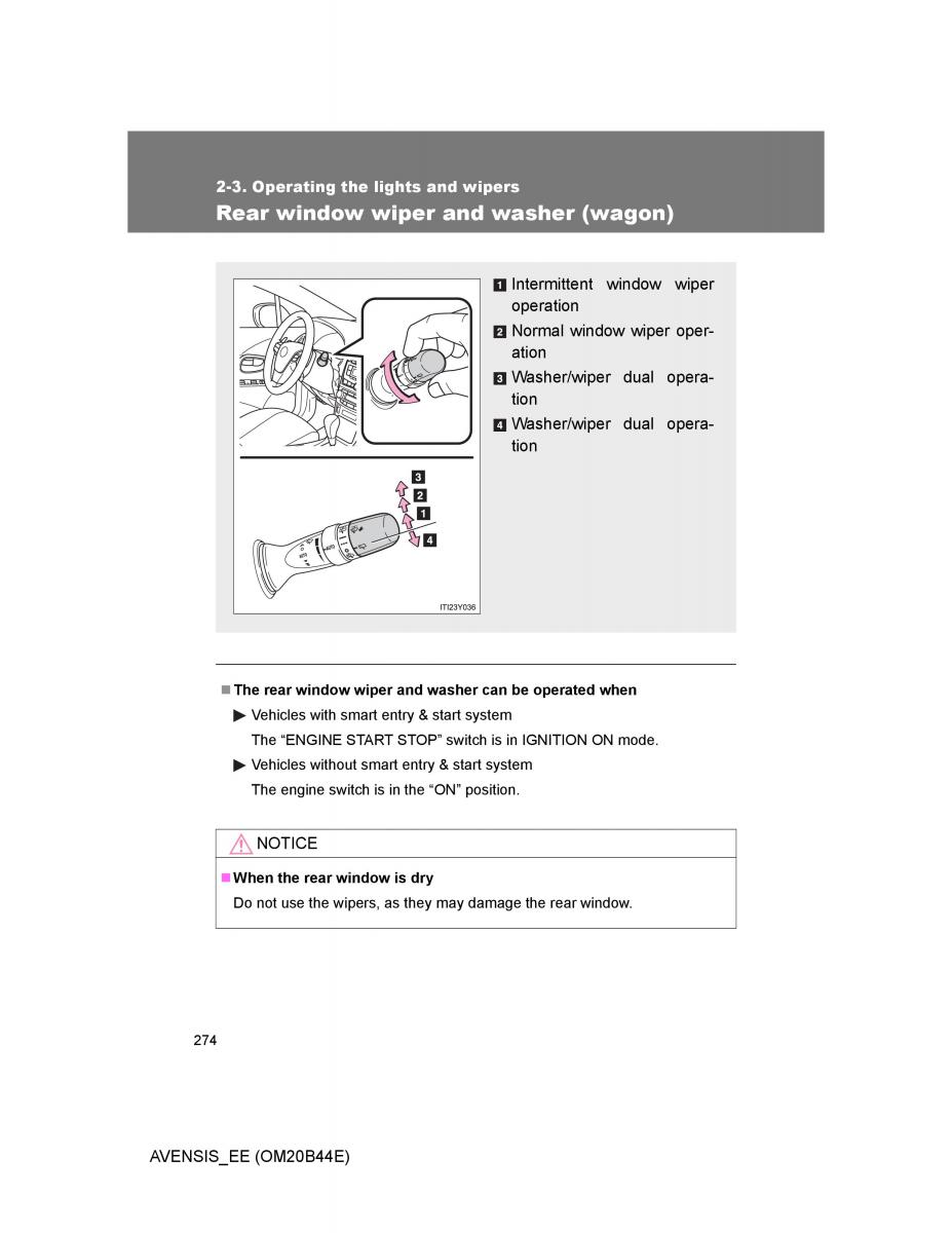 Toyota Avensis III 3 owners manual / page 274