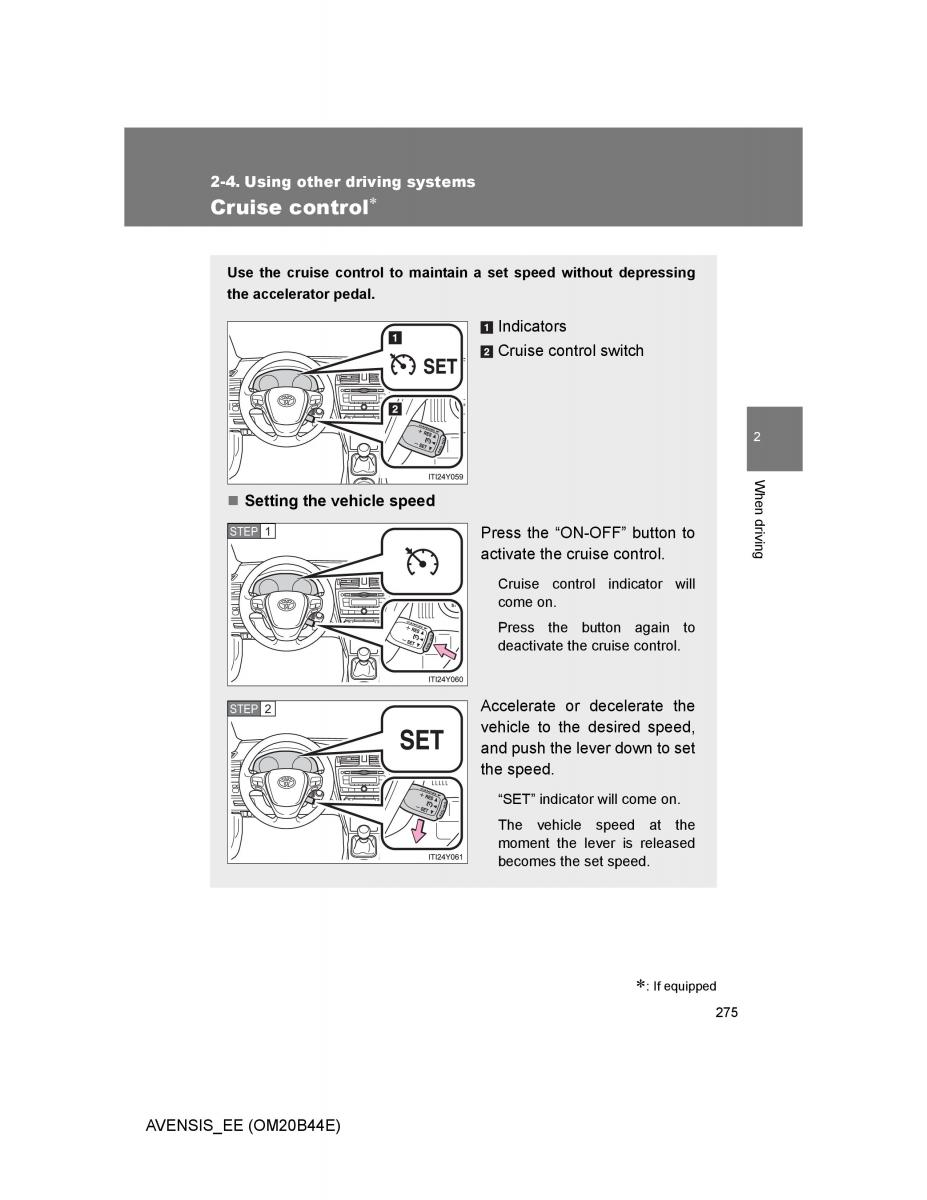 Toyota Avensis III 3 owners manual / page 275