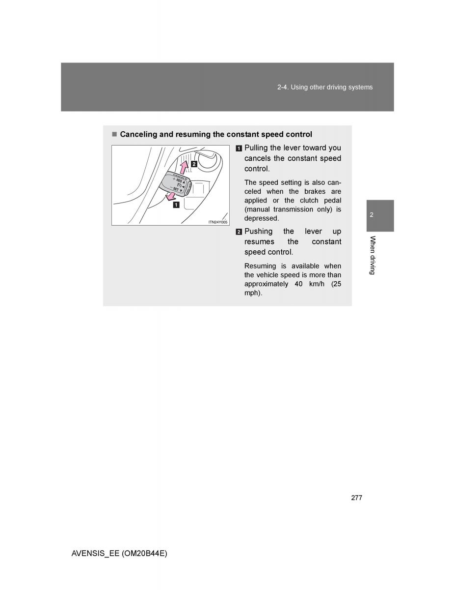 Toyota Avensis III 3 owners manual / page 277