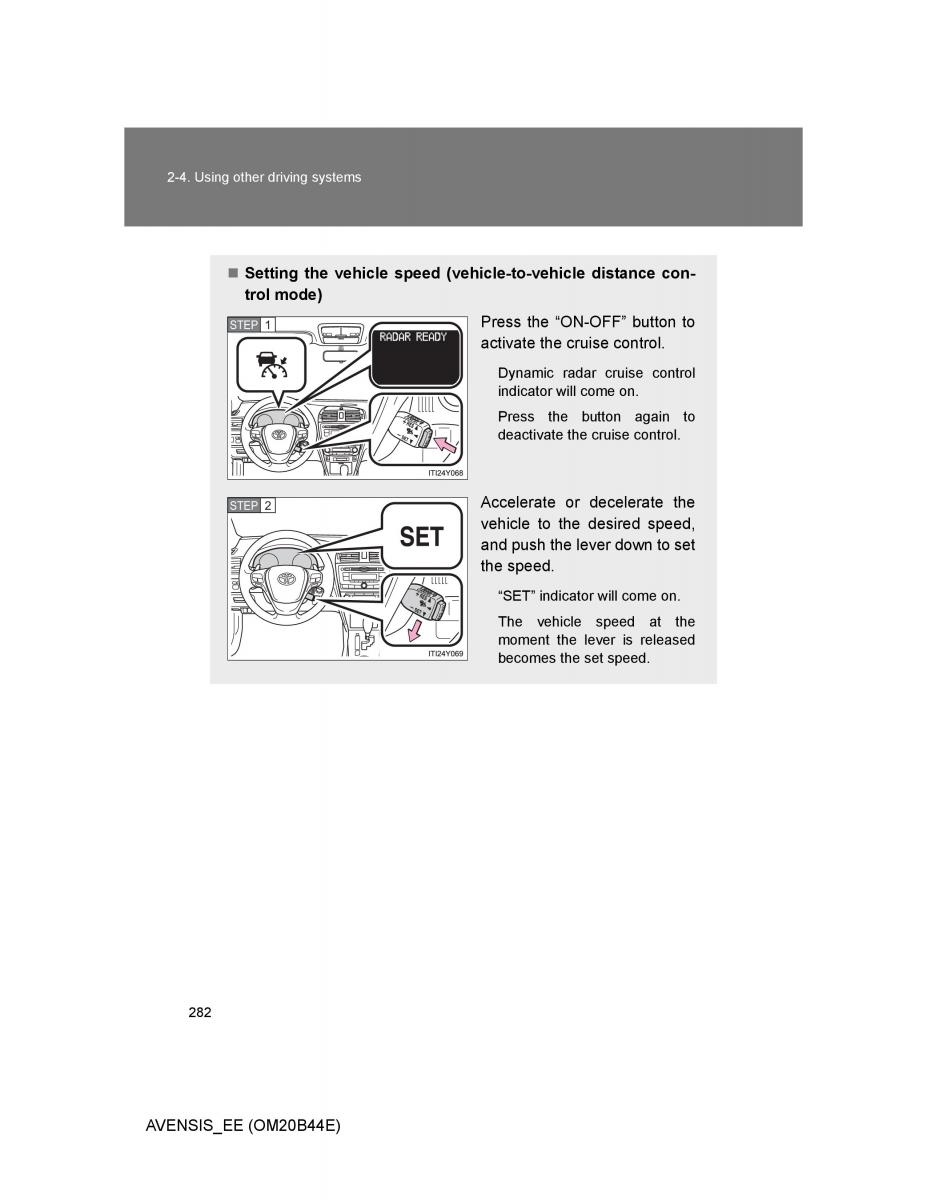 Toyota Avensis III 3 owners manual / page 282