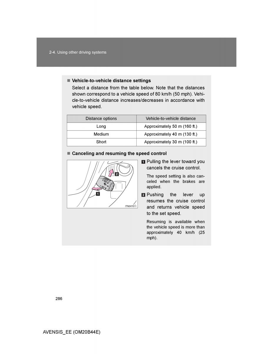 Toyota Avensis III 3 owners manual / page 286