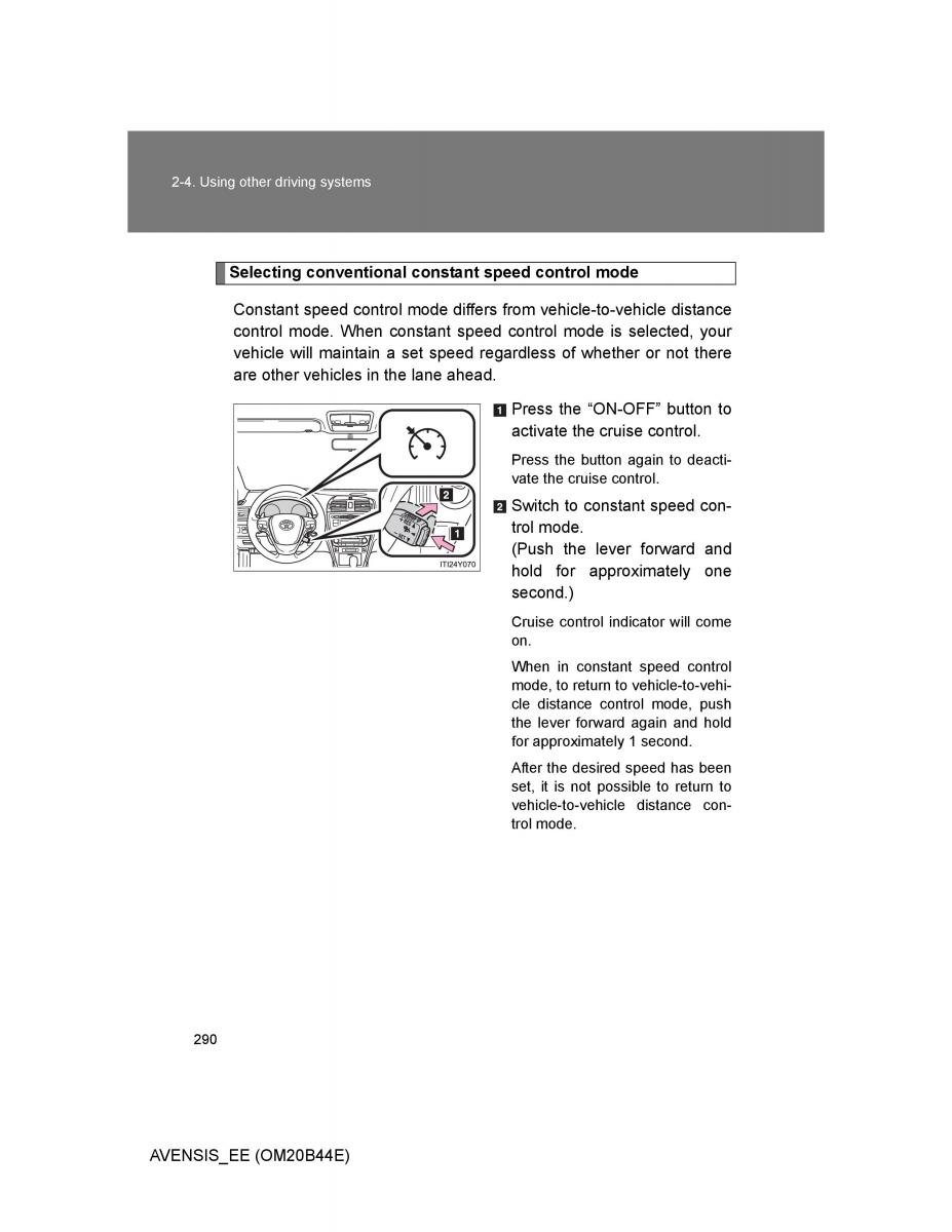 Toyota Avensis III 3 owners manual / page 290