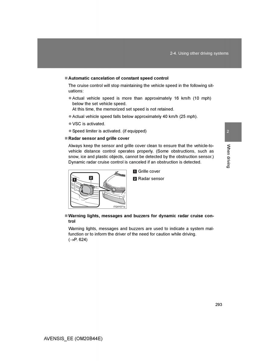 Toyota Avensis III 3 owners manual / page 293