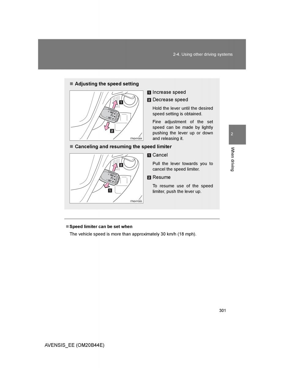 Toyota Avensis III 3 owners manual / page 301