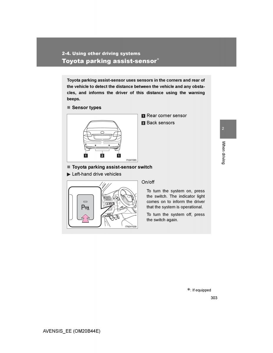 Toyota Avensis III 3 owners manual / page 303