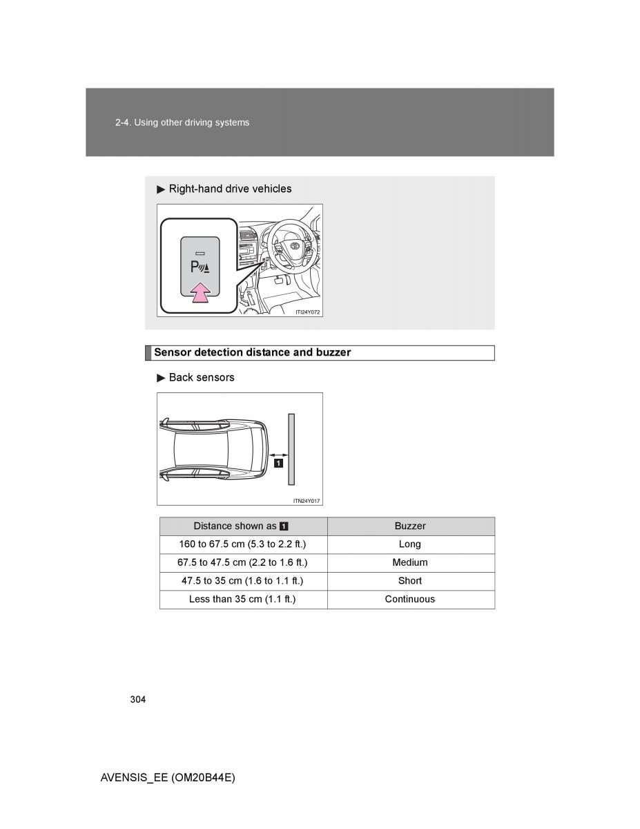 Toyota Avensis III 3 owners manual / page 304