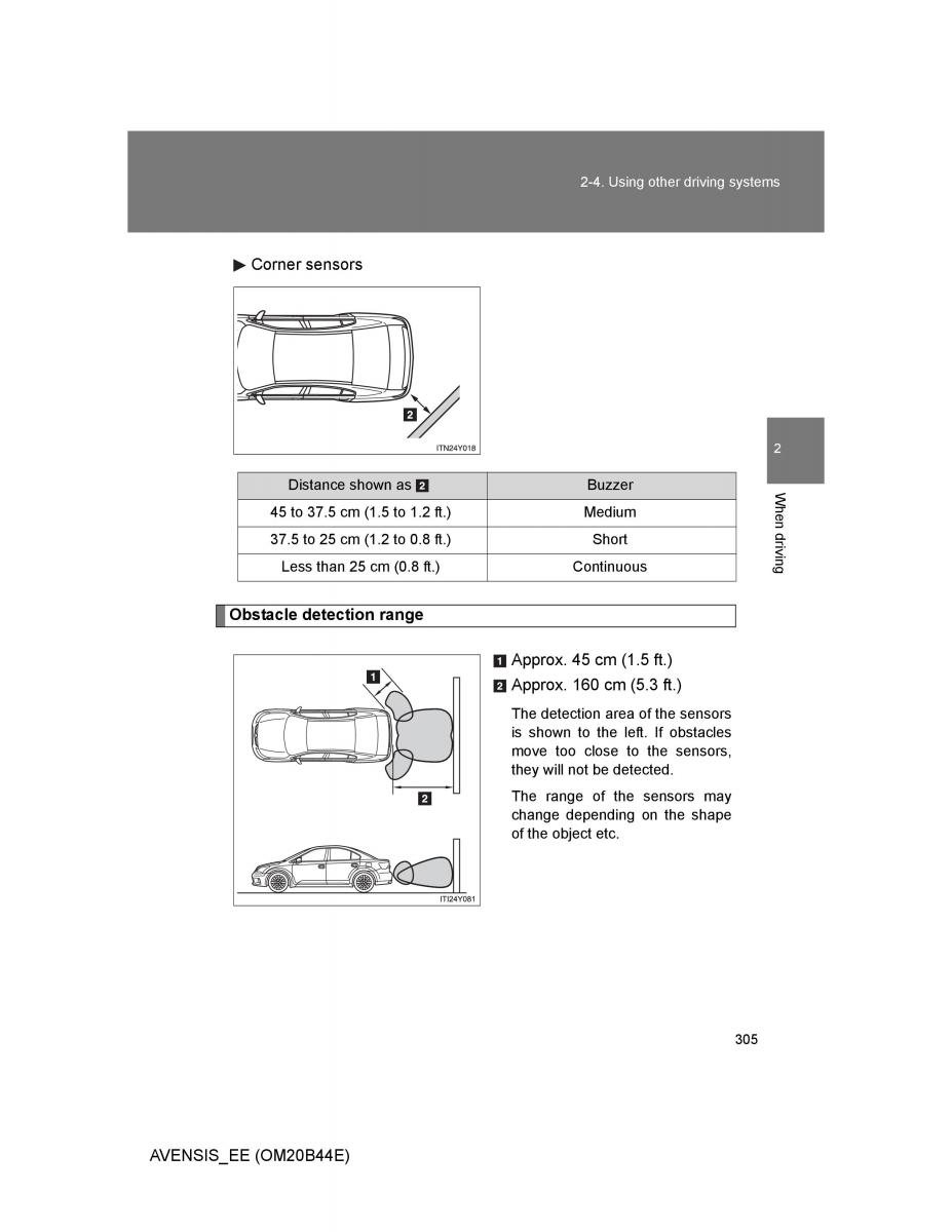 Toyota Avensis III 3 owners manual / page 305