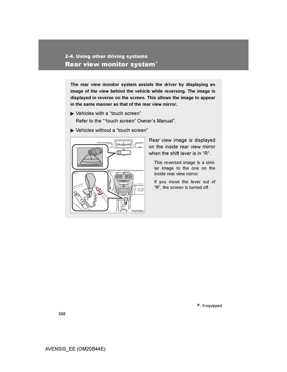 Toyota Avensis III 3 owners manual / page 308